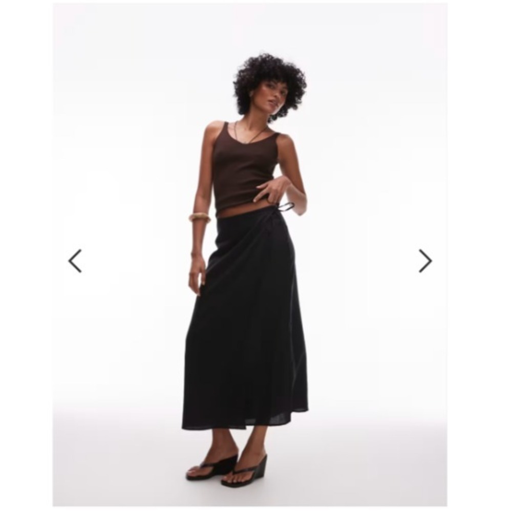 Arket Womens Linen Wrap Midi Skirt XS EU 34 Minimalist Capsule Wardrobe Airy